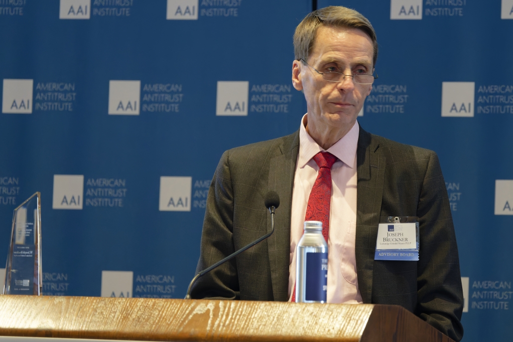 Joseph Bruckner continuing his acceptance speech at the AAI event.